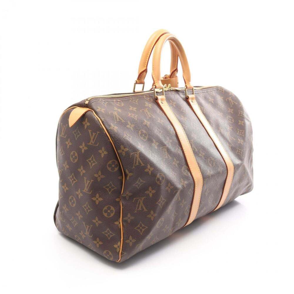 LOUIS VUITTON Brown Monogram Leather Keepall 45 Boston Bag - Picture 2 of 14